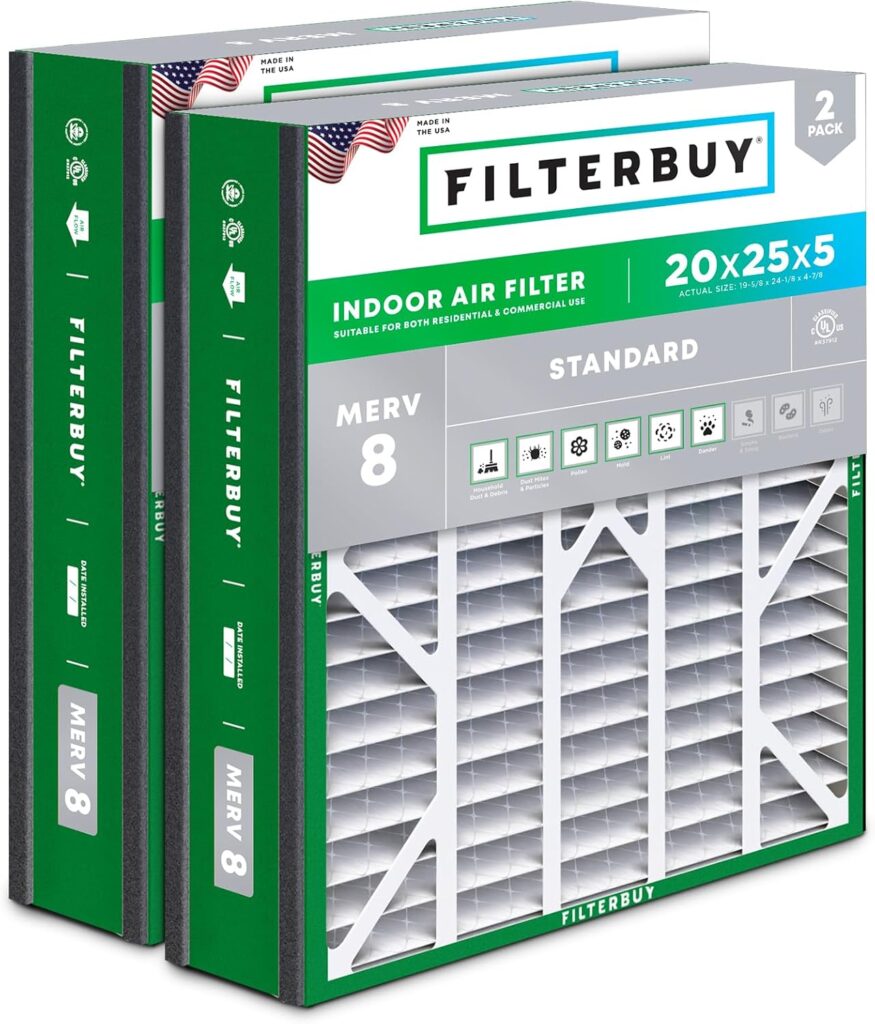 Filterbuy 16x22x5 MERV 8 Air Filter (2-Pack)