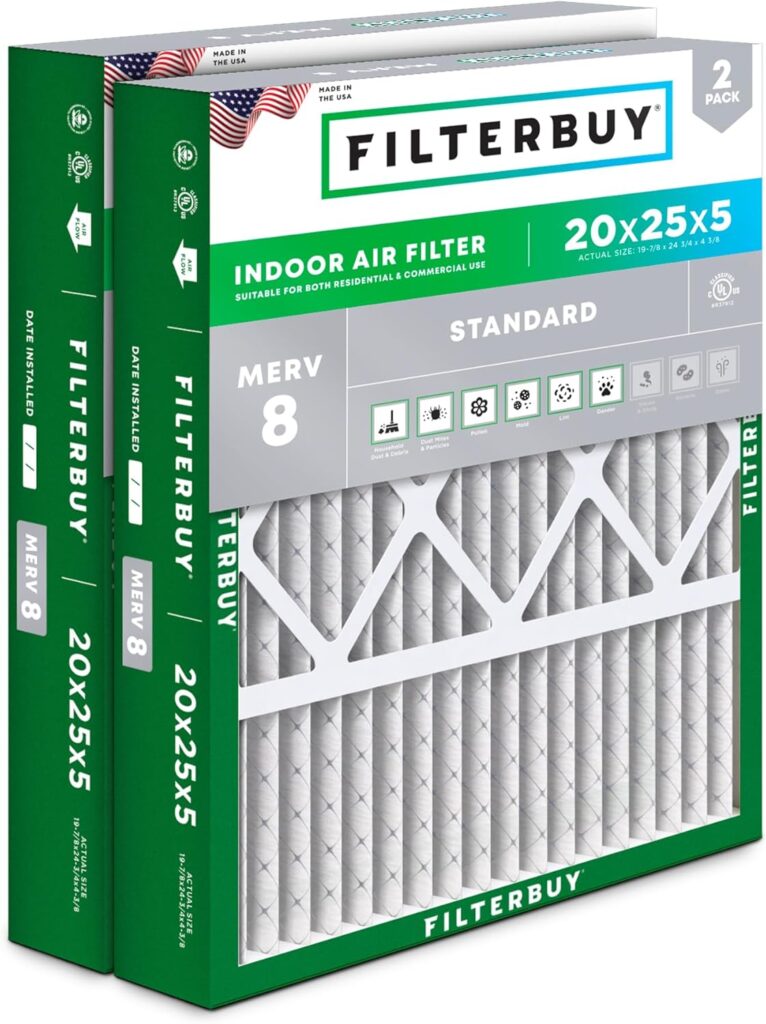 Filterbuy 20x25x5 MERV 8 Air Filter (2-Pack)