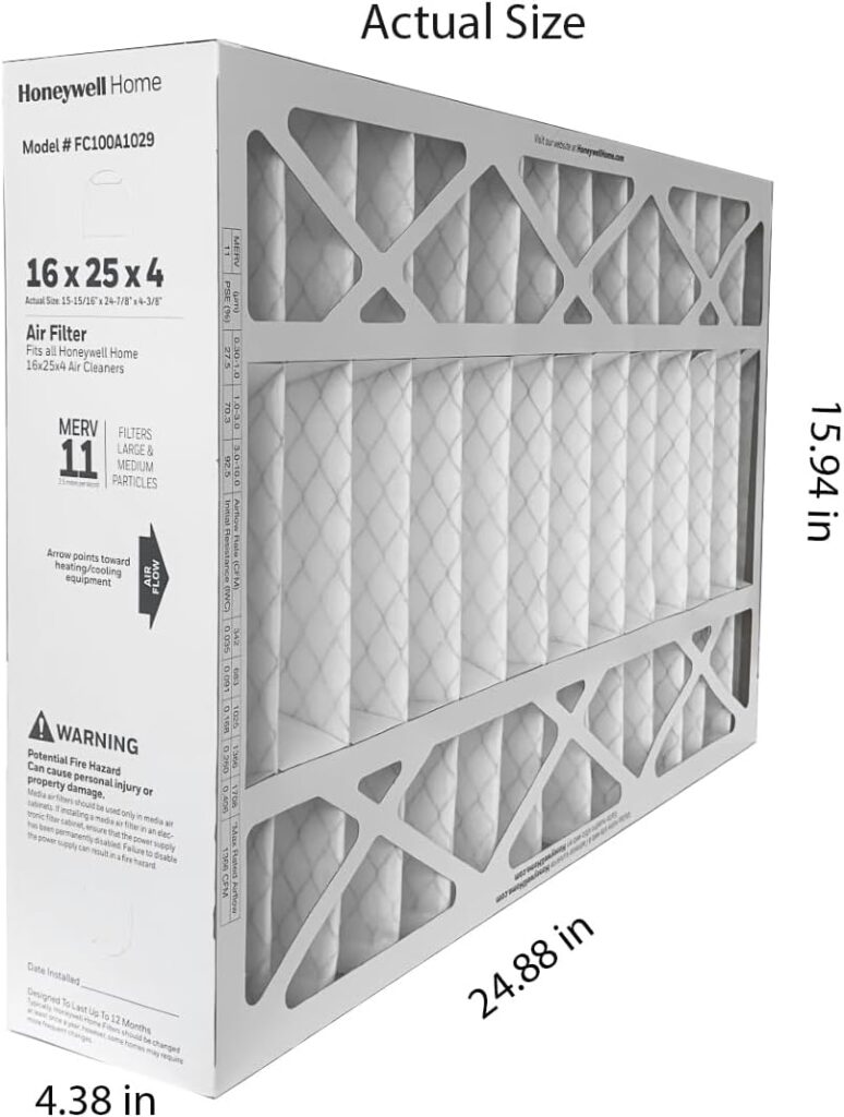 Honeywell FC100A1029 16x25x4 Pleated Air Filter