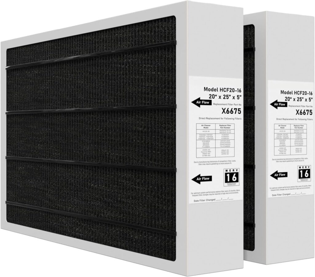 X6675 Merv 16 Air Filter 20x25x5 Efficient Air Filter Compatible with Lennox X6675 and Lennox HCC20-28 Furnace HVAC System