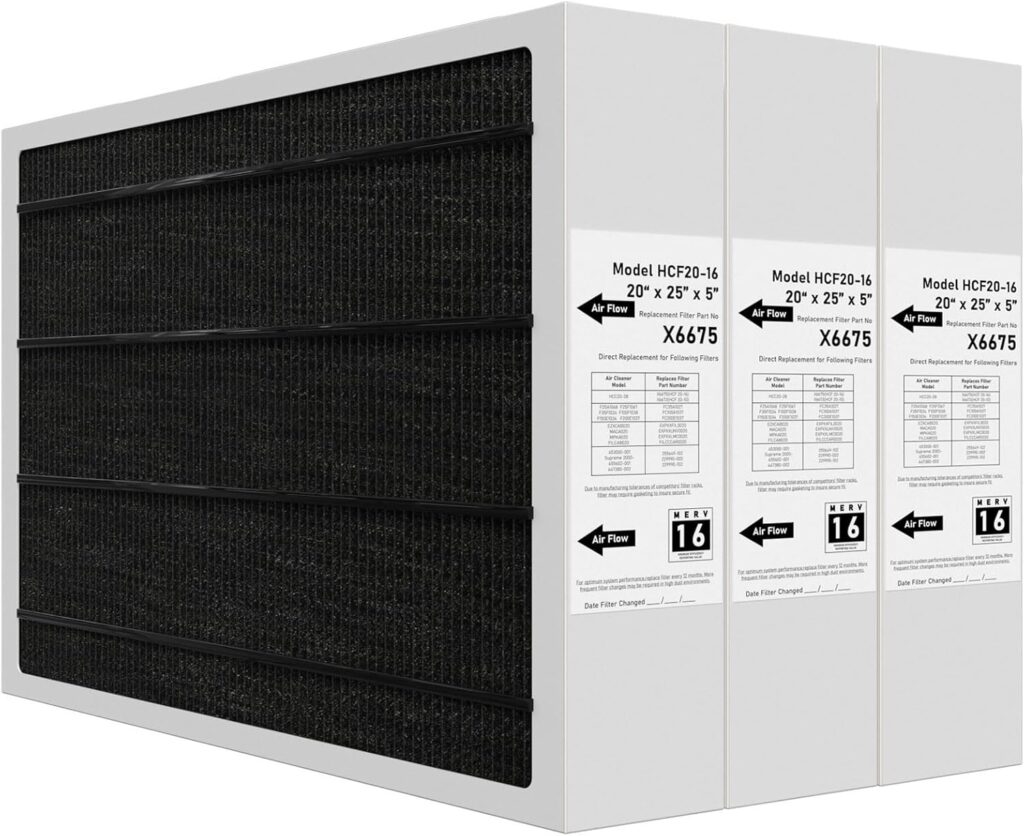 X6675 Merv 16 Air Filter 20x25x5 Efficient Air Filter Compatible with Lennox X6675 and Lennox HCC20-28 Furnace HVAC System