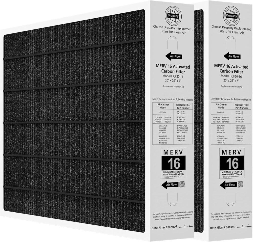 2 Pack 20x25x5 MERV 16 Air Filter Compatible with Lennox HCC20-28 HVAC | MERV 16 Filtration