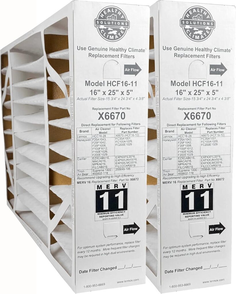 Lennox X6670 – (2-Pack) Healthy Climate 16″ x 25″ x 5″ OEM HCF16-11 Air Filter
